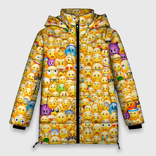 Женская зимняя куртка Смайлики Emoji / 3D-Черный – фото 1