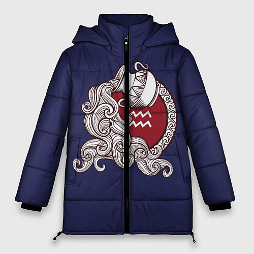 Женская зимняя куртка Водолей Знак Зодиака / 3D-Черный – фото 1