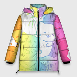 Куртка зимняя женская Котоколлаж 05, цвет: 3D-черный