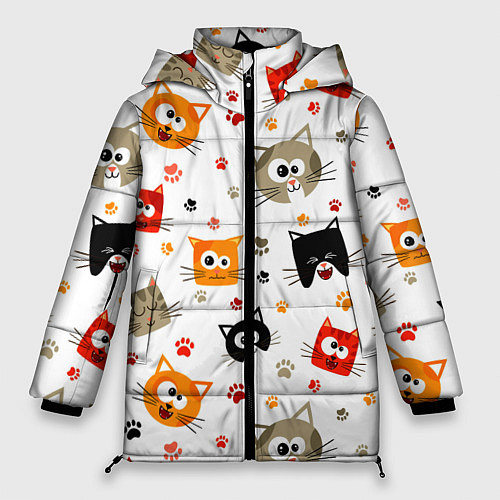 Женская зимняя куртка Котики с лапками / 3D-Черный – фото 1