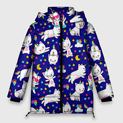 Куртка зимняя женская Кот-Единорог, цвет: 3D-черный