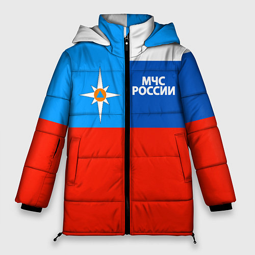 Женская зимняя куртка Флаг МЧС России / 3D-Черный – фото 1