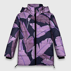 Куртка зимняя женская Tropical leaves 4 purple, цвет: 3D-черный