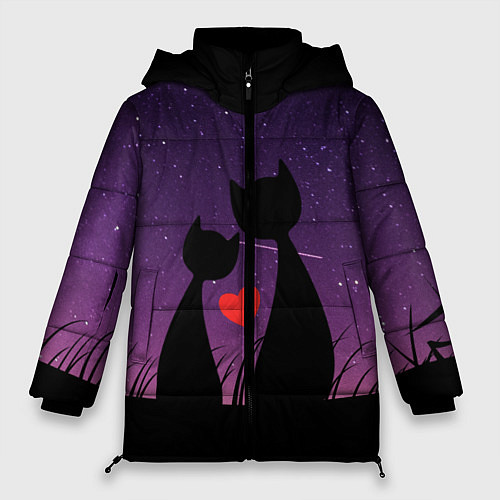Женская зимняя куртка Котики / 3D-Черный – фото 1