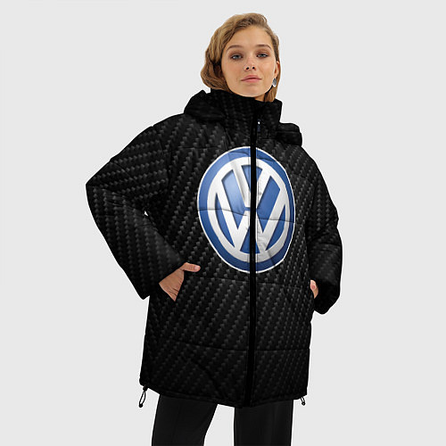 Женская зимняя куртка Volkswagen Logo / 3D-Светло-серый – фото 3