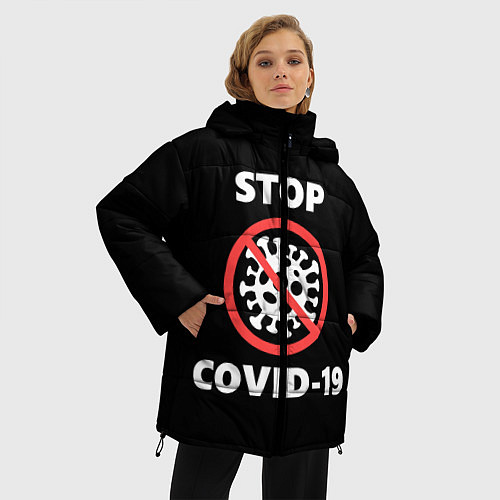 Женская зимняя куртка STOP COVID-19 / 3D-Светло-серый – фото 3