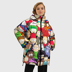 Куртка зимняя женская South Park персонажи, цвет: 3D-черный — фото 2