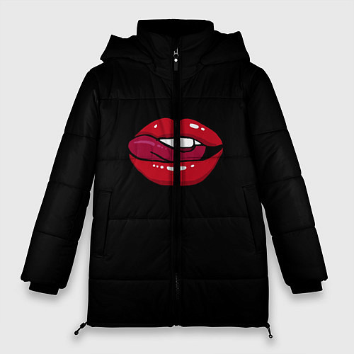 Женская зимняя куртка Губы / 3D-Черный – фото 1