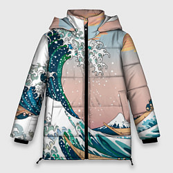 Куртка зимняя женская Большая волна в канагаве, цвет: 3D-черный