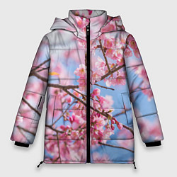 Куртка зимняя женская Ветки Сакуры, цвет: 3D-черный