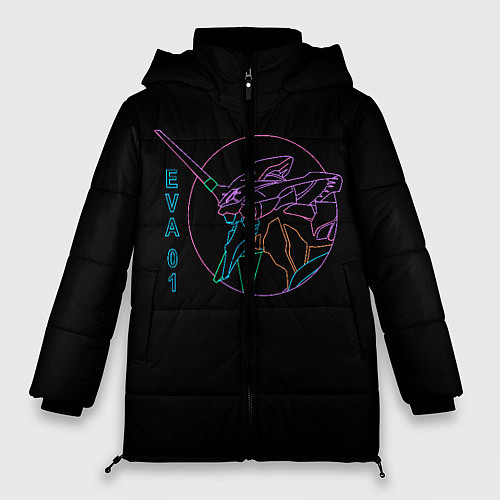 Женская зимняя куртка Eva 01, Vaporwave, Evangelion / 3D-Черный – фото 1