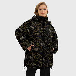 Куртка зимняя женская Versace Леопарды и цепи, цвет: 3D-черный — фото 2