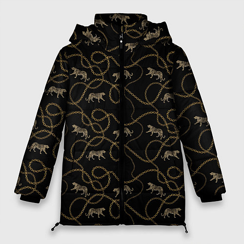 Женская зимняя куртка Versace Леопарды и цепи / 3D-Черный – фото 1