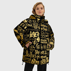 Куртка зимняя женская ЛОГОТИПЫ РОК ГРУПП GOLD, цвет: 3D-светло-серый — фото 2