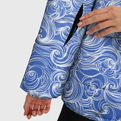 Куртка зимняя женская Волны на голубом фоне, цвет: 3D-черный — фото 2