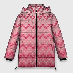 Куртка зимняя женская Узор милые сердца зигзагами, цвет: 3D-черный