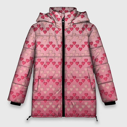 Женская зимняя куртка Узор милые сердца зигзагами / 3D-Черный – фото 1