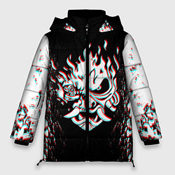 Куртка зимняя женская CYBERPUNK 2077 SAMURAI GLITCH, цвет: 3D-черный