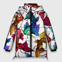 Куртка зимняя женская Рыбки кои, цвет: 3D-черный