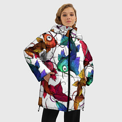 Куртка зимняя женская Рыбки кои, цвет: 3D-черный — фото 2
