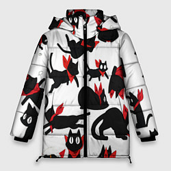 Куртка зимняя женская Черный котик, цвет: 3D-красный