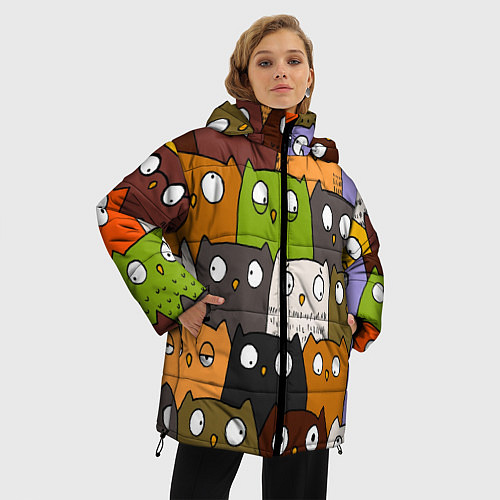 Женская зимняя куртка СОВЫ КОТИКИ / 3D-Светло-серый – фото 3