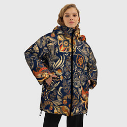 Куртка зимняя женская Узор орнамент цветы этно, цвет: 3D-красный — фото 2