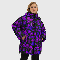 Куртка зимняя женская Узоры символы этнический шаман, цвет: 3D-черный — фото 2