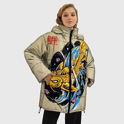 Куртка зимняя женская Золотая рыба кои, цвет: 3D-черный — фото 2