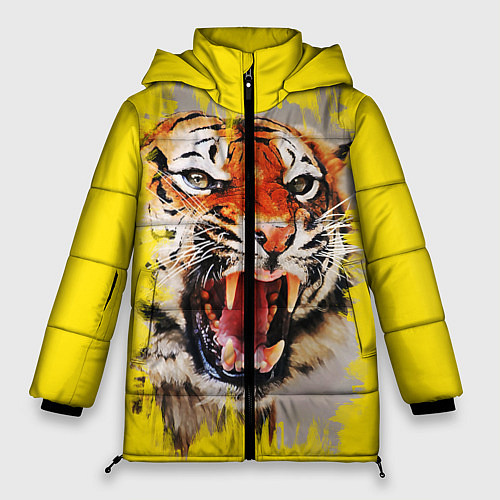 Женская зимняя куртка Оскал тигра / 3D-Черный – фото 1