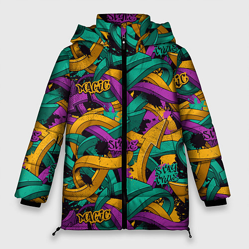Женская зимняя куртка Граффити / 3D-Черный – фото 1