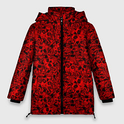 Куртка зимняя женская ЧЕРЕПА И РОЗЫ, цвет: 3D-черный
