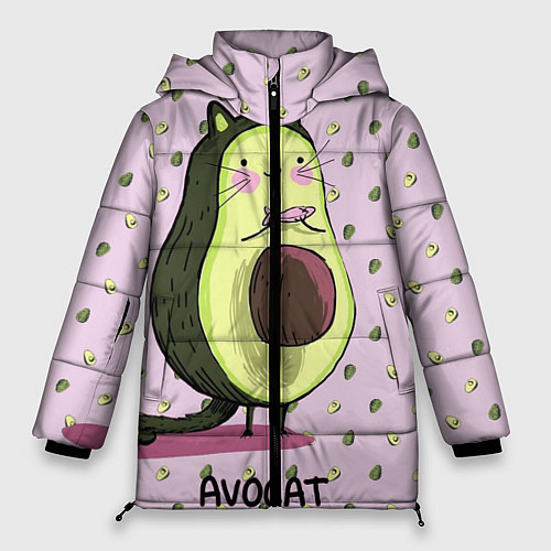 Женская зимняя куртка Авокадо Кот / 3D-Черный – фото 1