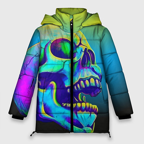 Женская зимняя куртка Neon skull / 3D-Красный – фото 1