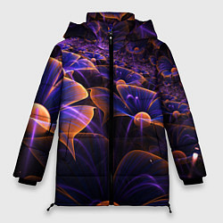 Куртка зимняя женская Цветки во тьме, цвет: 3D-черный