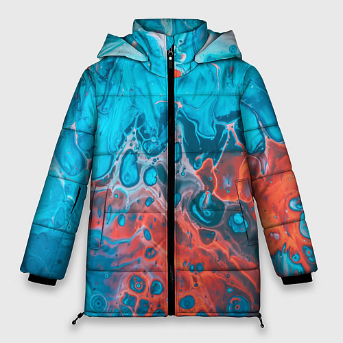 Женская зимняя куртка Цветные разводы / 3D-Черный – фото 1