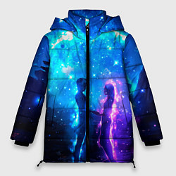 Куртка зимняя женская Внеземная пара луна ночь, цвет: 3D-красный