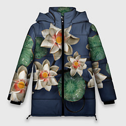 Куртка зимняя женская 3D стеклянные цветы, цвет: 3D-черный