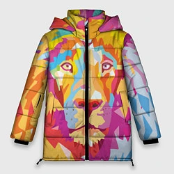 Куртка зимняя женская Акварельный лев, цвет: 3D-черный