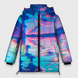 Куртка зимняя женская ГАВАЙИ ГЛИТЧ, цвет: 3D-черный
