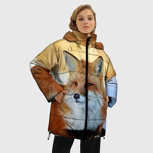 Женская зимняя куртка Лиса / 3D-Светло-серый – фото 3