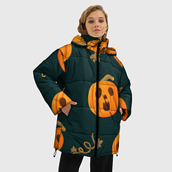 Куртка зимняя женская Осенние тыквы, цвет: 3D-черный — фото 2