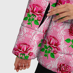 Куртка зимняя женская Декор из нежных роз, цвет: 3D-черный — фото 2