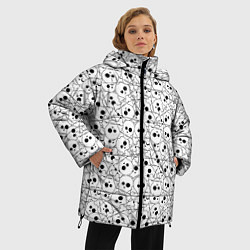 Куртка зимняя женская Черепа черно-белые, цвет: 3D-черный — фото 2
