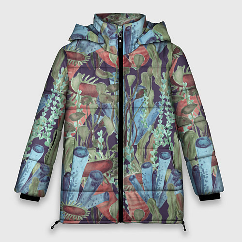 Женская зимняя куртка Водоросли на морском дне / 3D-Черный – фото 1