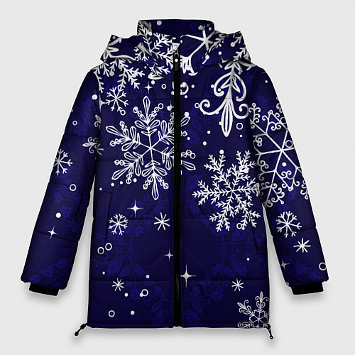 Женская зимняя куртка Новогодние снежинки / 3D-Светло-серый – фото 1