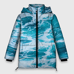 Куртка зимняя женская Вода волны пена море, цвет: 3D-черный