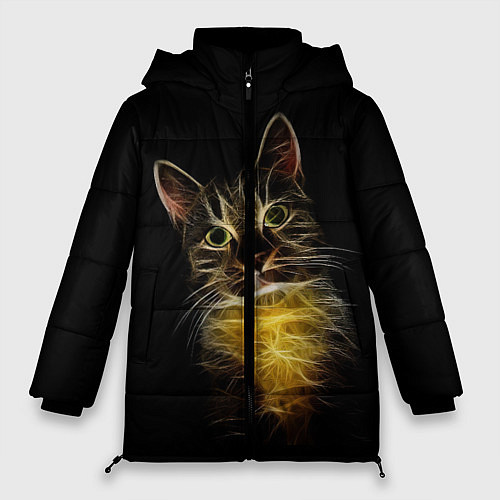 Женская зимняя куртка Дымчато-световой кот / 3D-Черный – фото 1