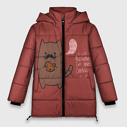 Куртка зимняя женская Котик любит печеньки, цвет: 3D-черный