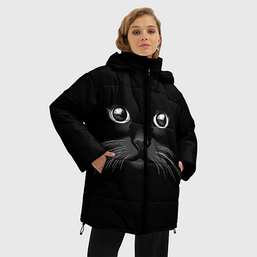 Женская зимняя куртка Кошачья моська / 3D-Светло-серый – фото 3